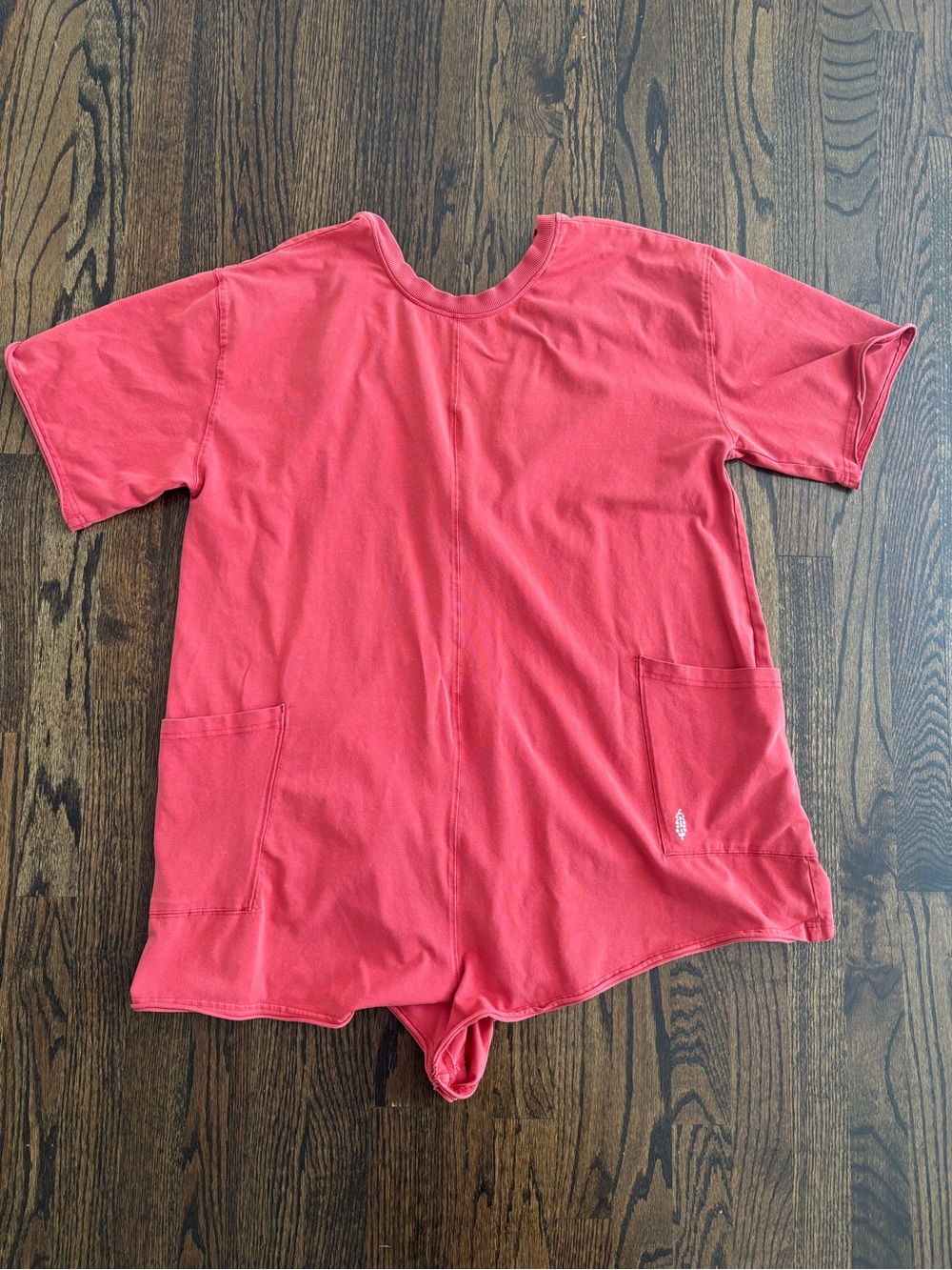 Free People movement Hot Shot Tee Romper Coral red cotton women’s large